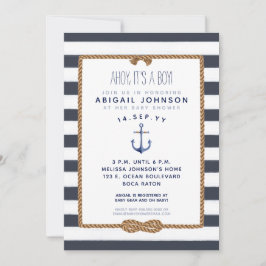 Navy Blue Nautical Infinity Knot Baby Dusche Einladung