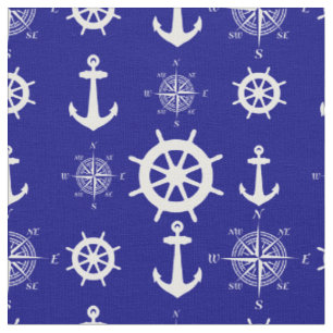 Navy Blue Nautical Muster Stoff