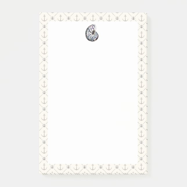Navy Blue Nautical Ocean Muschel Anchor Post-it Klebezettel (Vorderseite)
