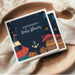 Navy Blue Nautical Pirate Baby Dusche Serviette