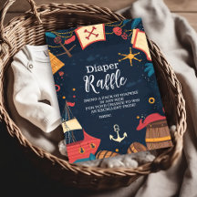 Navy Blue Nautical Pirate Baby Show Diapper Raffle