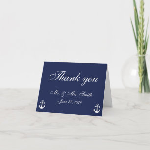 Navy Blue Nautical Wedding Danke Karten