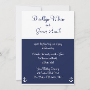 Navy Blue Nautical Wedding Einladungen