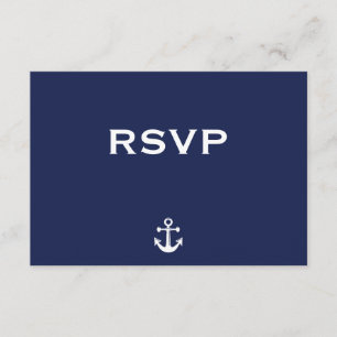 Navy Blue Nautical Wedding RSVP Card mit Anker