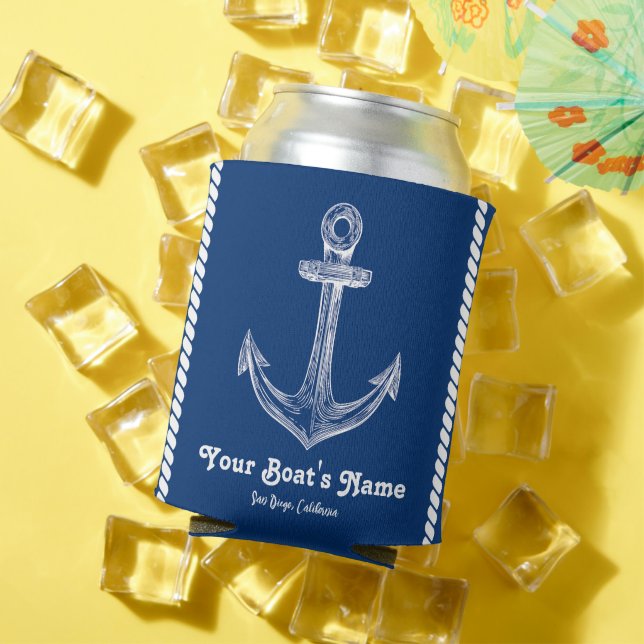 Navy Blue Nautical Willkommen bei Custom Boote Dosenkühler (In Situ Sommer)