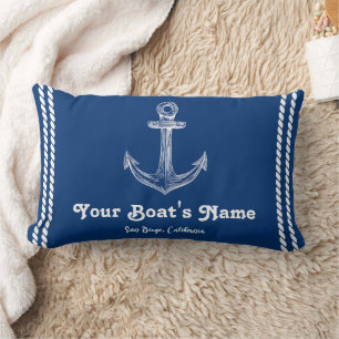 Navy Blue Nautical Willkommen bei Custom Boote Lendenkissen