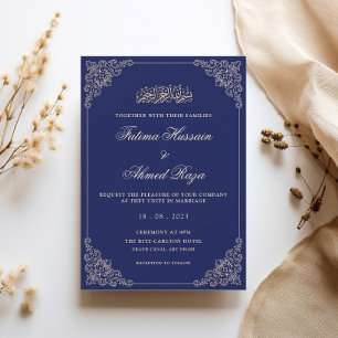 Navy Blue Nikah Islamische Hochzeit Einladung