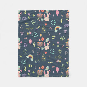 Navy Blue Oaster Bunny Fleecedecke