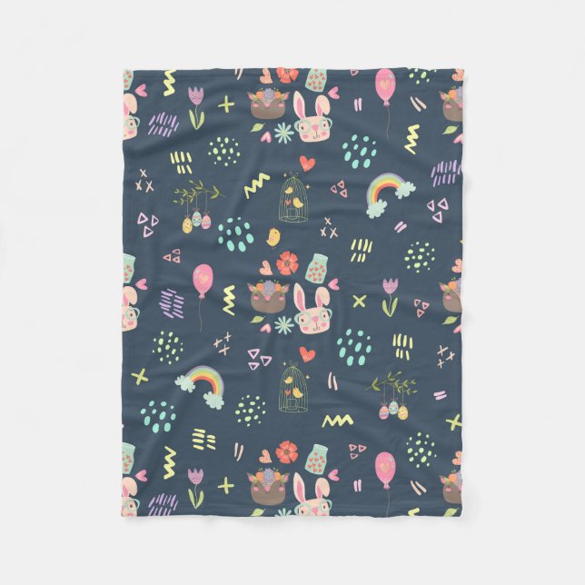Navy Blue Oaster Bunny Fleecedecke (Vorderseite)