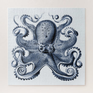 Navy Blue Octopus Illustration von Ernst Haeckel