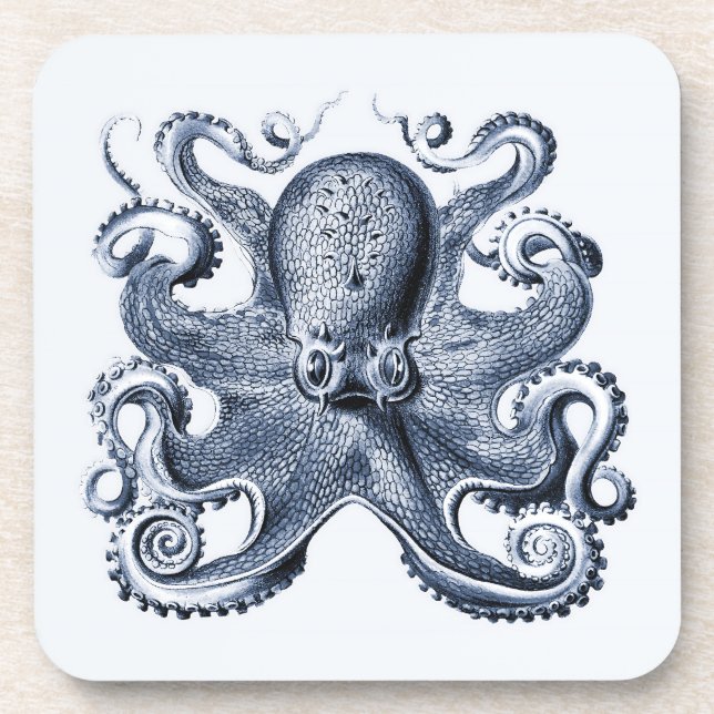 Navy Blue Octopus Illustration von Ernst Haeckel Getränkeuntersetzer (Vorderseite)
