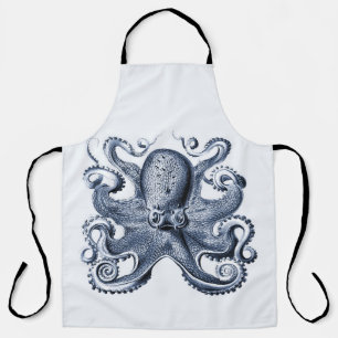 Navy Blue Octopus Illustration von Ernst Haeckel Schürze