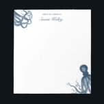 Navy Blue Octopus Personalisiert Notizblock<br><div class="desc">Fügen Sie den Text mithilfe des Vorlagenformulars hinzu.</div>