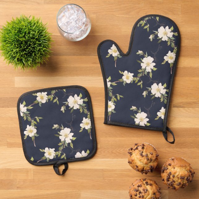 Navy Blue Ofenhandschuh & Topflappen-Set (Oben Unten)