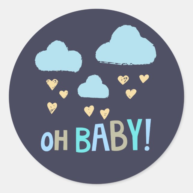 Navy Blue Oh Baby Baby Boy Runder Aufkleber (Vorderseite)
