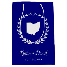 Navy Blue Ohio Map Wedding Welcome Swag Mittlere Geschenktüte