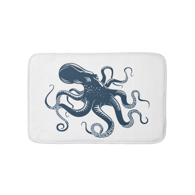 Navy-Blue-Oktopus-Seemaschine Badematte (Vorderseite)