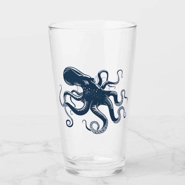 Navy-Blue-Oktopus-Seemaschine Glas (Vorderseite)