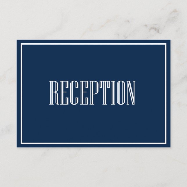 Navy Blue Old Fashion Typografy Empfang Card Begleitkarte (Vorderseite)