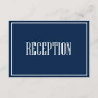 Navy Blue Old Fashion Typografy Empfang Card