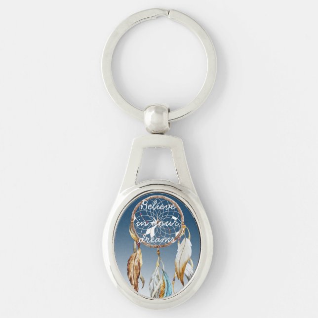Navy Blue Ombre Dream Catcher Schlüsselanhänger (Vorderseite)