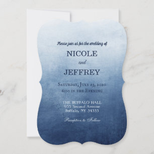 Navy Blue Ombre Elegant Custom Wedding Einladung