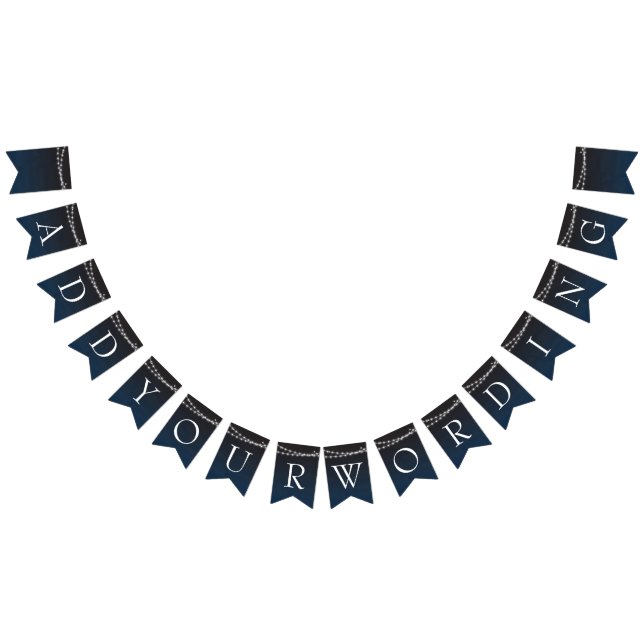 Navy Blue Ombre Lights Typografy Wedding Wimpelkette (Alle)