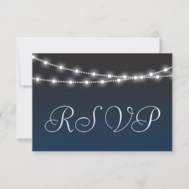 Navy Blue Ombre Night Lights Wedding RSVP Karte