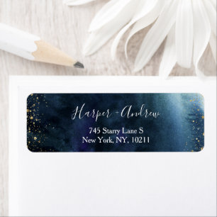 Navy Blue Ombre Watercolor Elegante Rücksendeadre