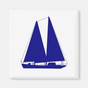 Navy Blue on White Coastal Dekoration Segelboot Magnet