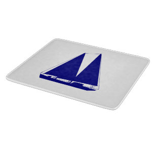 Navy Blue on White Coastal Dekoration Segelboot Schneidebrett