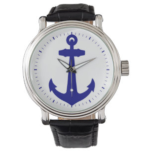 Navy Blue on White Coastor Anchor Armbanduhr