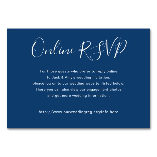Navy Blue Online Website UAWG Enclosure Cards Tischnummer (Vorderseite)