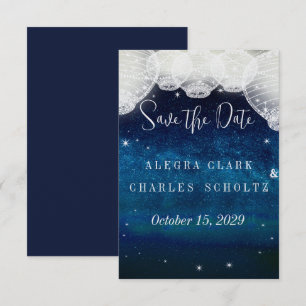 Navy Blue Opulence Galaxy Paper Lantern Umschließu RSVP Karte