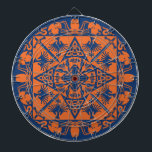 Navy Blue Orange keltische mittelalterliche Fantas Dartscheibe<br><div class="desc">Navy blaue und orangefarbene keltische mittelalterliche Fantasy-Muster-Dartboard. Verwenden Sie zum Hinzufügen von Text oder anderen Bildern die Option Anpassen. Das Design umfasst einen Phönix,  Skorpion,  Spinne,  Gargoyle,  keltischen Knoten,  Schwert,  Schlange und vieles mehr. Ein gotischer Kampf gegen Gut und Böse oder Angst und Mut. Gut für ihn.</div>