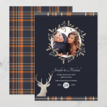 Navy Blue Orange Tartan Stag FOTO ANY EVENT