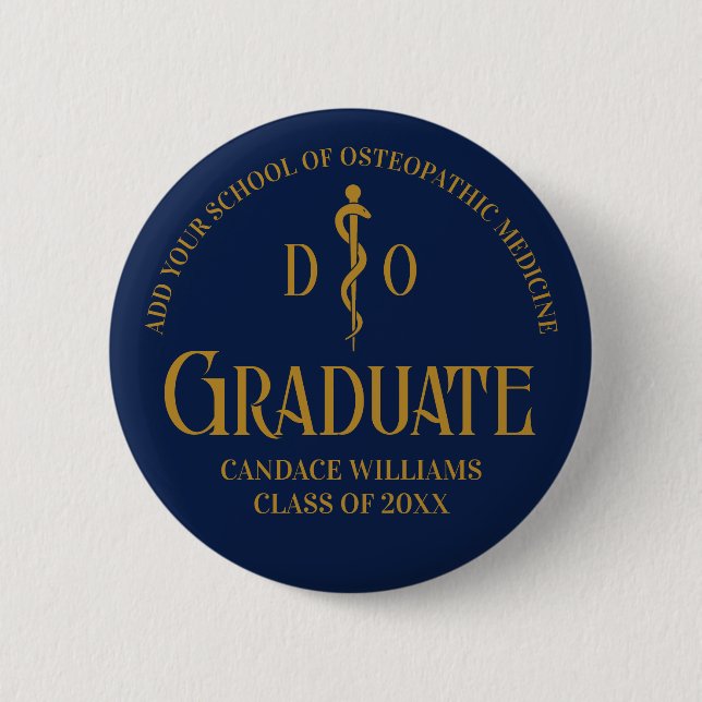 Navy Blue Osteopathic Medical School Abschluss Button (Vorderseite)
