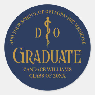 Navy Blue Osteopathic Medical School Abschluss Runder Aufkleber