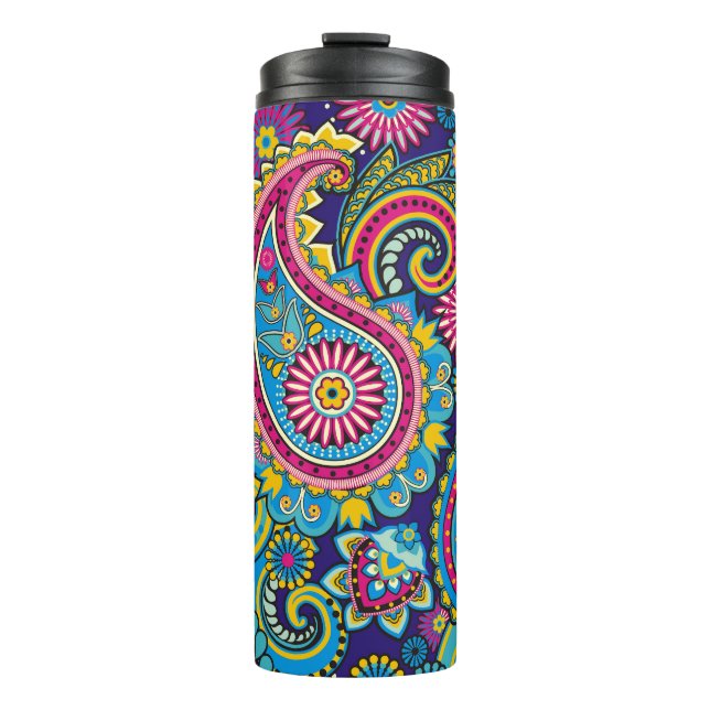 Navy Blue Paisley Thermosbecher (Vorderseite)