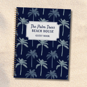 Navy Blue Palmen Strandhaus Gästebuch Notizbuch