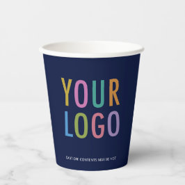 Navy Blue Paper Cups Custom Business Logo 8 oz Pappbecher