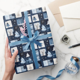 Navy Blue Patchwork Weihnachtsgeschenk Wrapping Pa Geschenkpapier