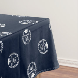 Navy Blue Personalisiert Emblem Muster Abschluss Tischdecke