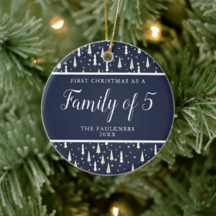 Navy Blue Personalisiert Family Five 3 Baby Keramik Ornament
