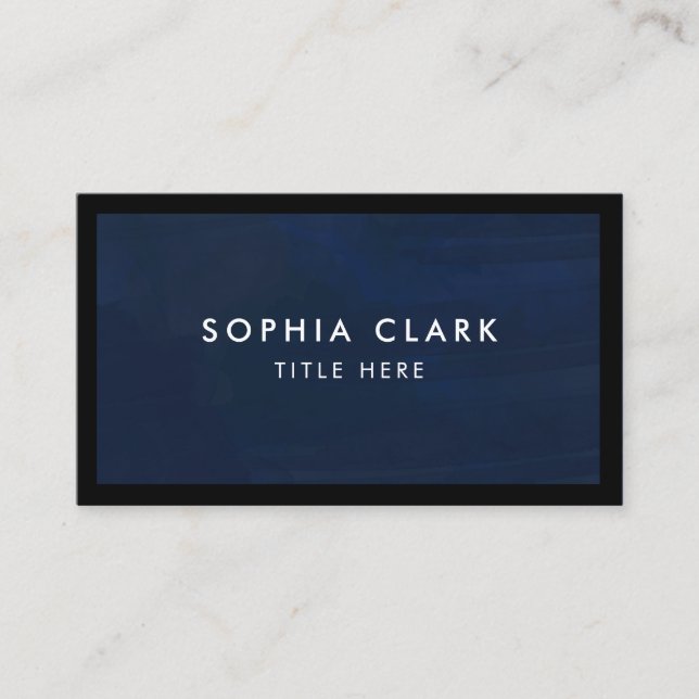 Navy Blue Personalisiert Luxury Modern Elegant Visitenkarte (Vorderseite)