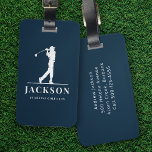 Navy Blue Personalisiert Monogram Golfer Gepäckanhänger<br><div class="desc">Dieses Design verfügt über einen Golfer,  der einen Club schwingt,  und hat zwei Textfelder,  mit denen man ihn personalisieren kann - vielleicht mit einem Namen und einem Golfteam oder einem Club.</div>