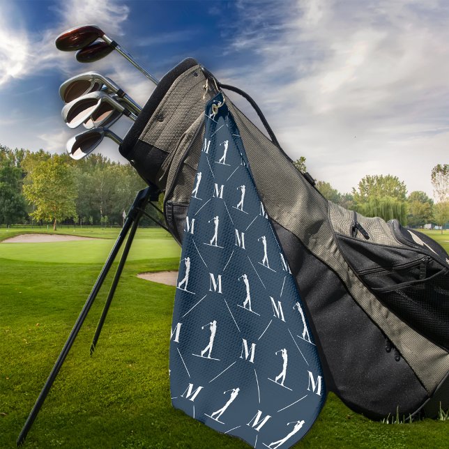 Navy Blue Personalisiert Monogram Golfer Golfhandtuch (Von Creator hochgeladen)