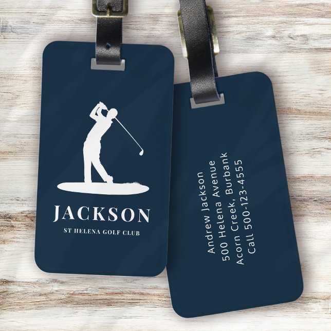 Navy Blue Personalisiert Monogram Golfer Logo Gepäckanhänger (Von Creator hochgeladen)