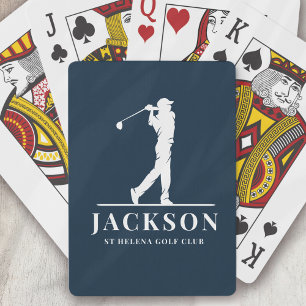 Navy Blue Personalisiert Monogram Golfer Spielkarten
