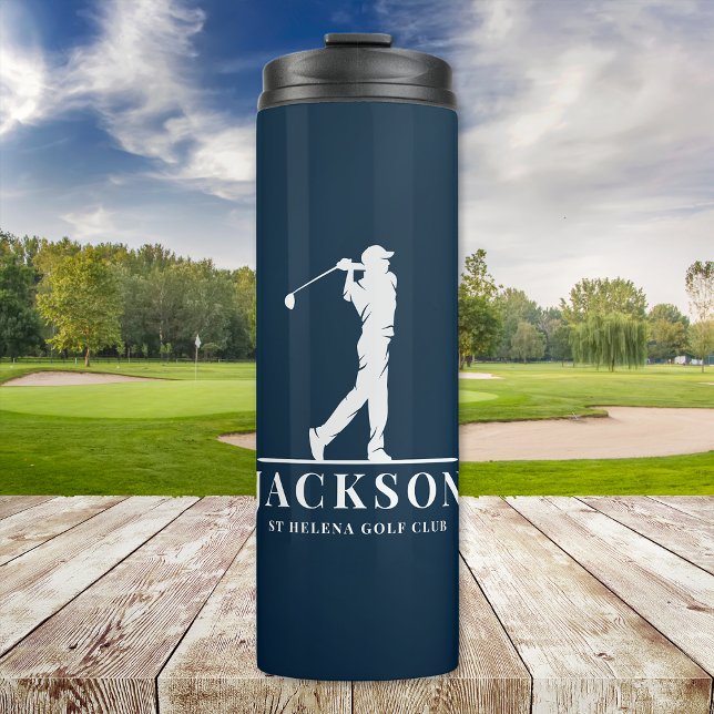 Navy Blue Personalisiert Monogram Golfer Thermosbecher (Von Creator hochgeladen)